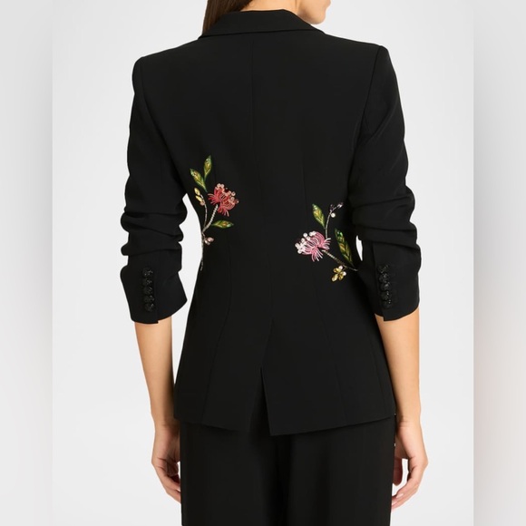 Cinq a Sept Floral Mixed Media Scrunched Cheyenne Blazer - Picture 5 of 10